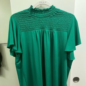 Adrianna Papell Kelly Green Mock Turtleneck Top, Size XL